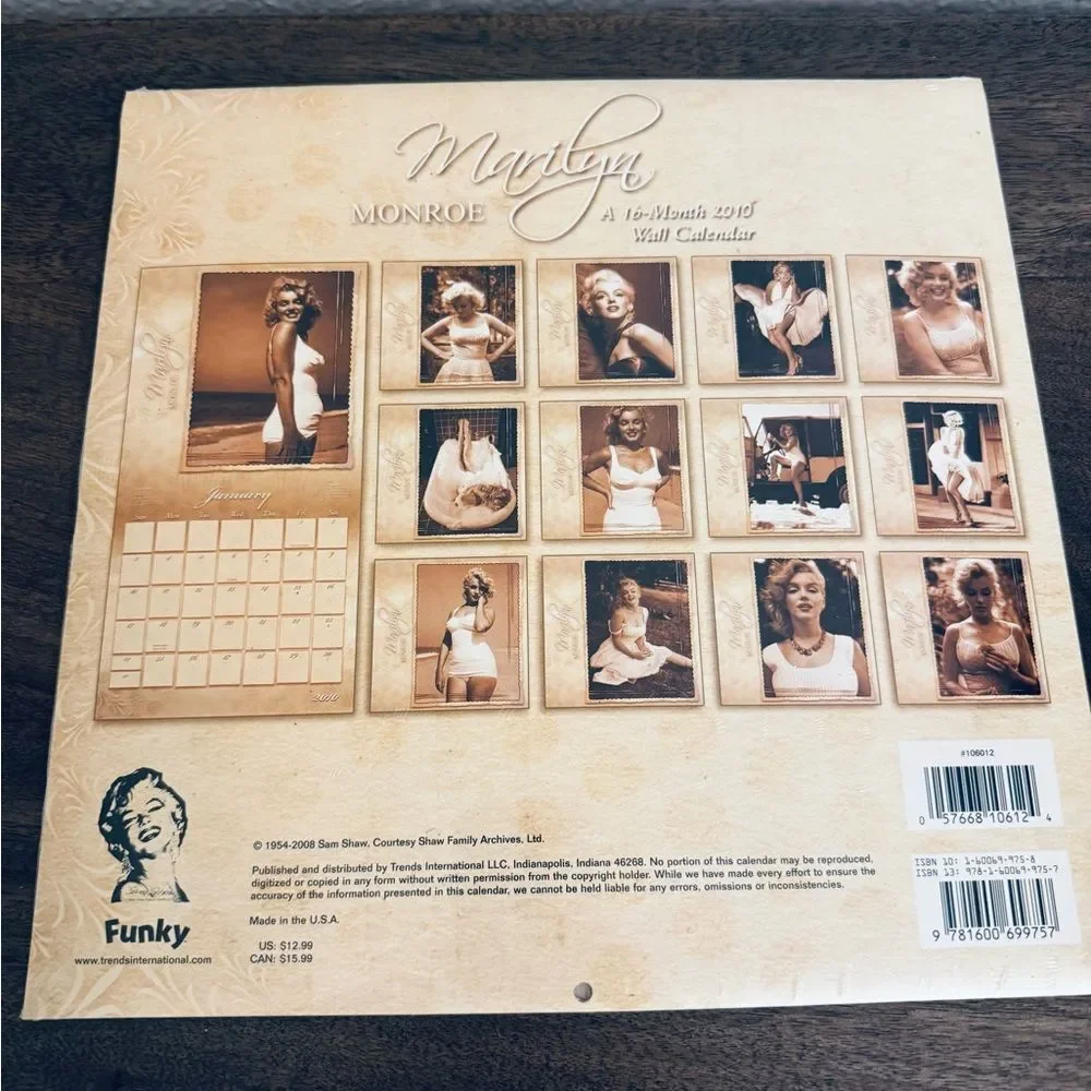 Marilyn Monroe 2010 Wall Hanging Calendar